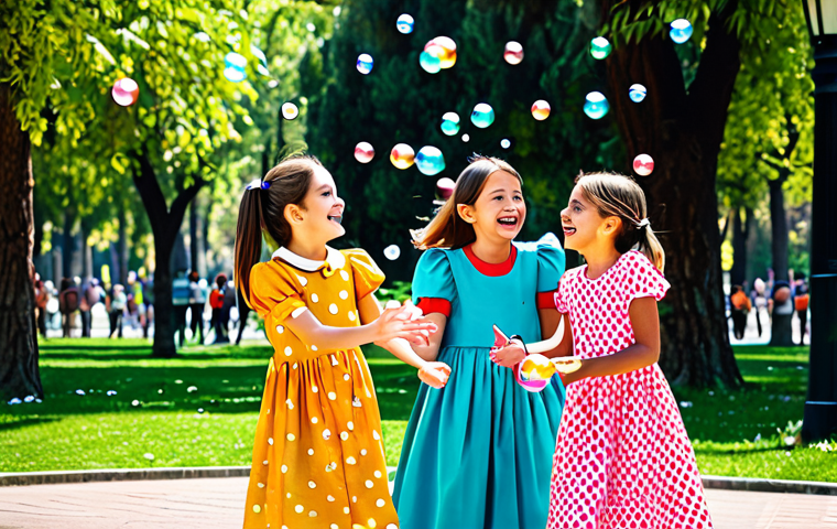 **

"A group of young girls, dressed in colorful, modest clothing inspired by Secret Jouju characters, laughing and playing together in a vibrant, sunny park in Barcelona. They are surrounded by playful elements like bubbles and flowers. Perfect anatomy, well-formed hands, correct proportions, appropriate attire, fully clothed, family-friendly, safe for work, appropriate content, professional illustration, high quality."

**